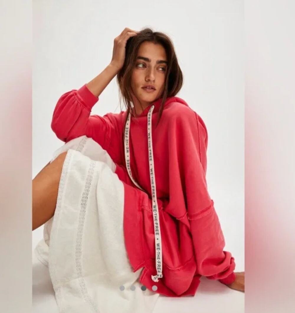 NWT Free People We The Free Oversized We Hoodie High Risk Red Size Large